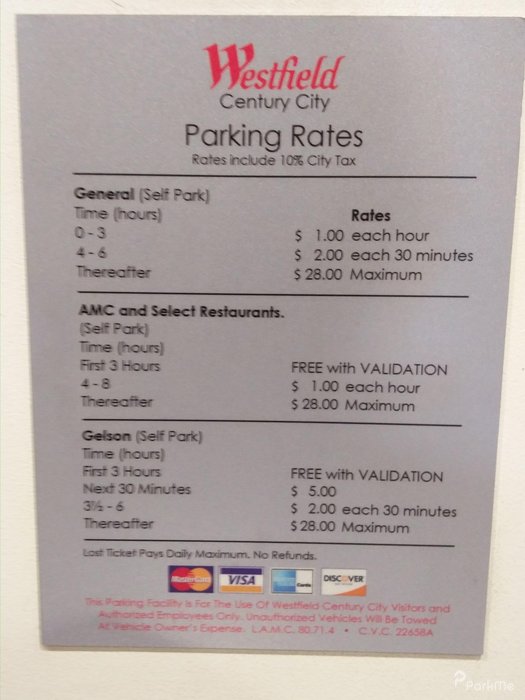 Westfield Century City Parking in Los Angeles ParkMe