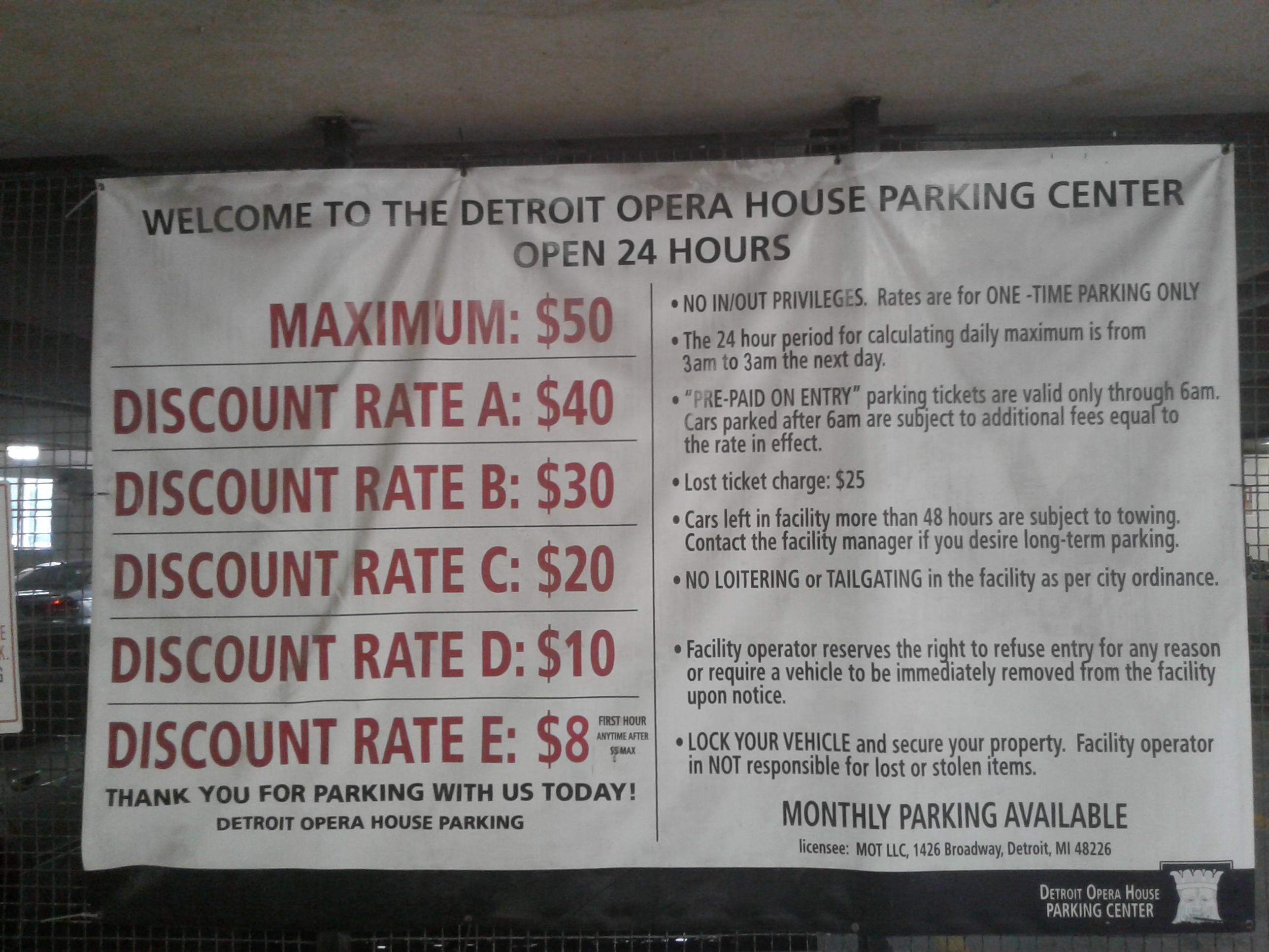 parking for detroit opera house