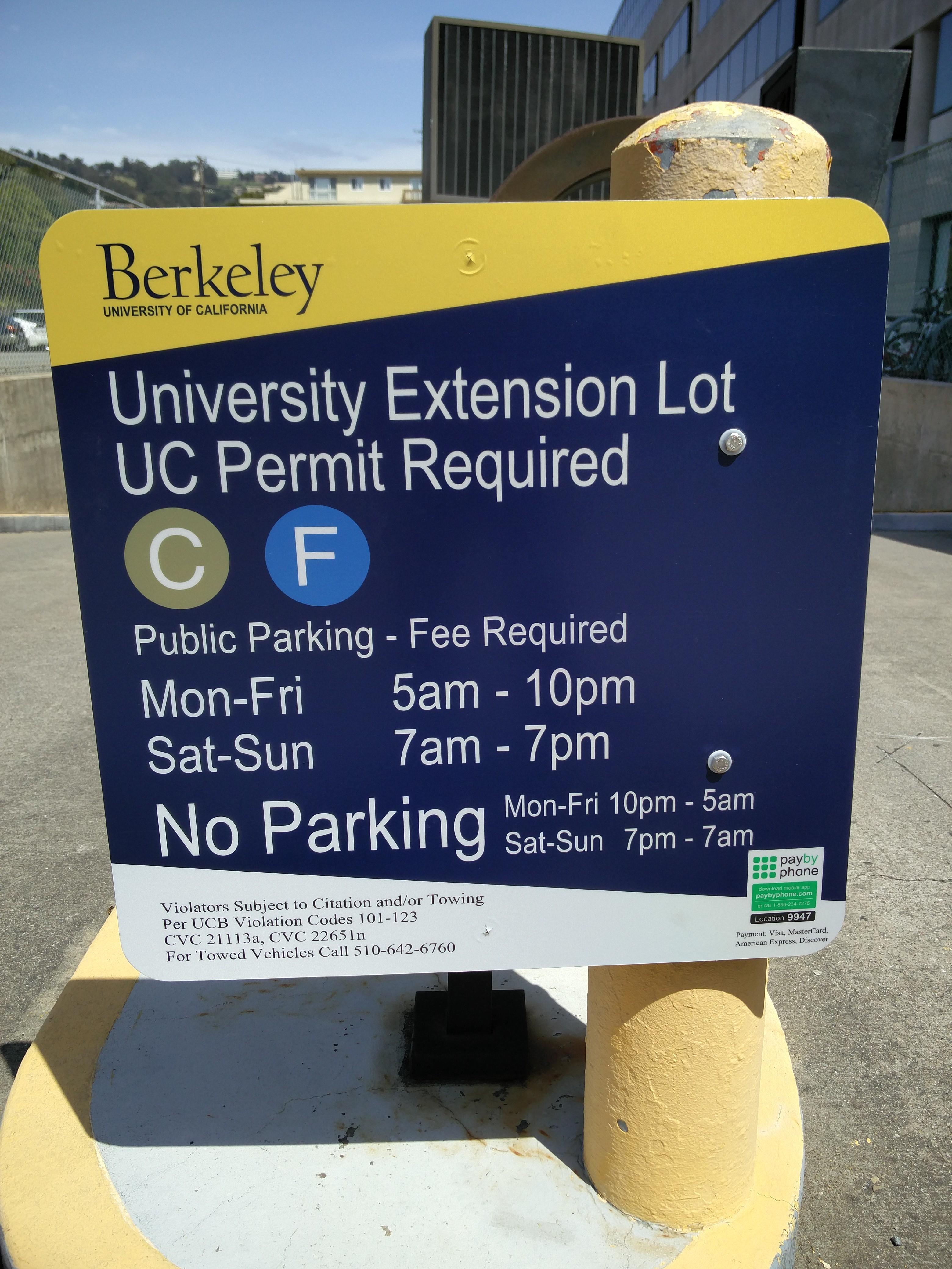 University Extension Lot Parking in Berkeley ParkMe
