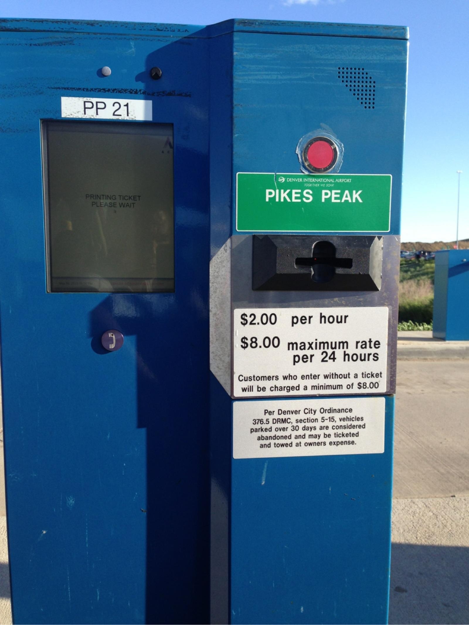 cost of pikes peak parking at dia